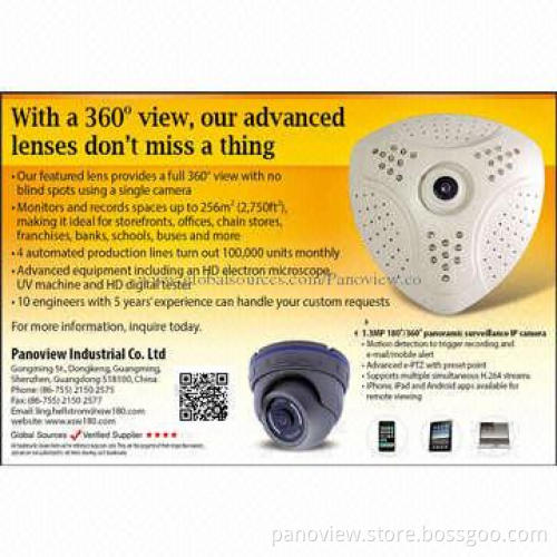 Fisheye Camera with Wi-Fi, 360 Degrees Wide Angle, Easy to Install at DIY Level